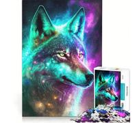Puzzle da 1000 pezzi "Lupo nella nebulosa mistica" gioco per famiglie assemblaggio di motivi con pezzi di forma casuale completamente ad incastro 38x26cm
