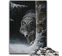 Puzzle da 1000 pezzi "Lupo nella neve" per adulti e adolescenti, aiuta il cervello a esercitare i giocattoli avvincenti per coltivare la pazienza, adatto alle coppie (50x75cm)