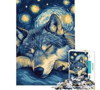Puzzle da 1000 pezzi "Lupo nella notte stellata" - Aiuta ad allenare la mente antistress gioco pratico adatto a persone dai 14 anni in su (50x75cm)