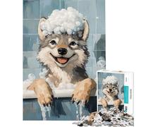 Puzzle da 1000 pezzi Lupo nella vasca da bagno con la schiuma Gioco pratico Giocattolo avvincente per coltivare la pazienza Opera d'arte Regalo Decorazione per la casa (Dimensioni 75x50cm)