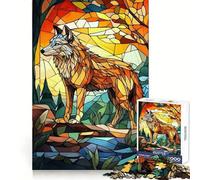 Puzzle da 1000 pezzi "Lupo nella vetrata" per adulti, ideale per stimolare la memoria e creare un'atmosfera rilassante, con bordi netti e un regalo perfetto (50x75cm)