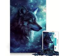 Puzzle da 1000 pezzi "Lupo nello spazio e nella galassia" divertimento e allenamento mentale,pezzi che si incastrano perfettamente,hobby affascinante per i momenti di svago (38x52cm)