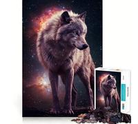 Puzzle da 1000 pezzi "Lupo nello spazio" per adulti divertente allenamento mentale,componenti robusti e ben definiti,attività rilassante per una pausa rigenerante (50x75cm)