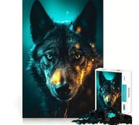 Puzzle da 1000 pezzi Lupo Nero al Neon con bordi senza soluzione di continuità,gioco di logica e divertimento,ideale per momenti di svago,regalo artistico di Natale 38x26cm