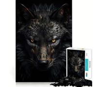 Puzzle da 1000 pezzi Lupo Nero di Lusso Precisione Divertimento con i pezzi,Attività intelligente per la mente,Divertimento rilassante,Gioco regalo di compleanno 38x52cm
