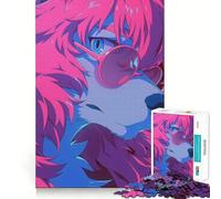 Puzzle da 1000 pezzi "Lupo rosa con occhiali da sole" per adulti, giocattolo creativo per la casa, ideale per divertirsi, con tagli precisi, regalo di Babbo Natale (38x52cm)