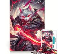 Puzzle da 1000 pezzi "Lupo Samurai con Spada Rossa" per adulti,gioco stimolante per la mente,superficie liscia e priva di sbavature,hobby affascinante per i momenti di svago (50x75cm)