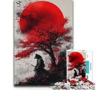 Puzzle da 1000 pezzi Lupo Samurai Luna Rossa Giocattolo Educativo per l'Apprendimento per Bambini dai 14 Anni in su 38x26cm