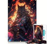 Puzzle da 1000 pezzi Lupo Samurai Oni per adulti,gioco di potenziamento mentale,taglio laser per un incastro perfetto,divertimento in famiglia,attività serale (38x26cm)