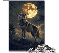 Puzzle da 1000 pezzi "Lupo sotto la luna" per adolescenti, dai 14 anni in su, rompicapo per famiglie, regali di compleanno per Natale (26x38cm)