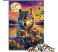 Puzzle da 1000 pezzi "Lupo sotto la luna" per adulti e adolescenti, antistress, per ammazzare il tempo durante le vacanze, per migliorare l'amore tra coppie (50x75cm)