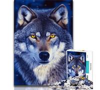 Puzzle da 1000 pezzi "Lupo sotto la luna" per adulti, gioco per famiglie, antistress, sfida difficile, collezione di artisti, belle arti, 50x75cm