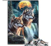 Puzzle da 1000 pezzi "Lupo sotto la luna", puzzle difficile per adulti, 26x38cm, per decorazioni per la casa, allenamento del cervello e regali per le feste