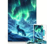 Puzzle da 1000 pezzi "Lupo sotto l'aurora boreale" per adulti,gioco di problem solving,taglio di qualità professionale,rilassante attività di gruppo al chiuso (50x75cm)