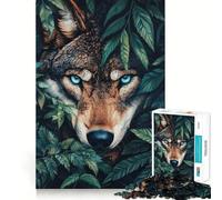 Puzzle da 1000 pezzi "Lupo tra le foglie" per adolescenti,gioco di memoria e concentrazione,taglio di qualità professionale,attività rilassante di gruppo al chiuso (38x26cm)
