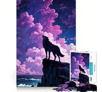 Puzzle da 1000 pezzi "Lupo Ululante Cielo Notturno" - Gioco Cognitivo Divertente con Componenti Precisi e Robusti - Momento Tranquillo Esercizio Mentale a Casa (38x26cm)