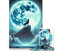 Puzzle da 1000 pezzi "Lupo Ululante e Luna" per adulti,gioco di potenziamento mentale,taglio laser per un incastro perfetto,divertimento in famiglia,attività serale (38x26cm)