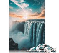 Puzzle da 1000 pezzi "Maestà alle Cascate Vittoria" per adulti, difficoltà elevata, rafforza i rapporti tra i membri della famiglia (38x26 cm)