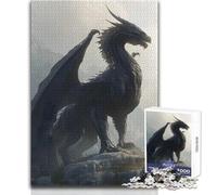Puzzle da 1000 pezzi "Maestoso drago appollaiato sulla cima di una montagna" per adolescenti, gioco di pensiero logico interattivo, ideale come regalo per occasioni memorabili, dimensioni 38x52cm