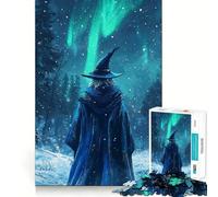 Puzzle da 1000 pezzi "Mago sotto l'aurora boreale" per ragazzi,gioco di memoria e concentrazione,taglio di qualità professionale,rilassante attività di gruppo al chiuso (38x26cm)