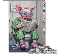 Puzzle da 1000 pezzi "Maiale che va in bagno", per adulti, ideale come regalo di compleanno o per le feste, gioco da tavolo (dimensioni 50x75cm)