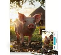 Puzzle da 1000 pezzi "Maialino nel fango" per adolescenti, facile da costruire, per il tempo libero, con taglio preciso, regalo di Babbo Natale (38x26cm)