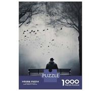Puzzle Da 1000 Pezzi Man Sitting on Bench in Rain Puzzle Per Adulti Gioco Pratico Vacanza A Casa Passatempo Natale Compleanno Regali 38x26cm/1000pcs