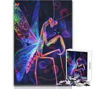 Puzzle da 1000 pezzi Mantide religiosa al neon, attività rilassante per il tempo libero, taglio di precisione, bordo liscio, giocattolo da gioco, dimensioni 38x52cm