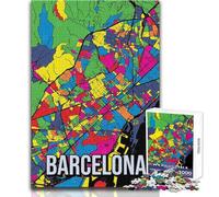 Puzzle da 1000 pezzi,mappa della città di Barcellona,poster di viaggio in stile pop art,giocattolo,gioco intellettuale,attività per la famiglia,regalo per compleanni,dimensioni 38x52cm
