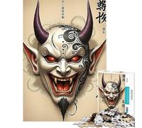 Puzzle da 1000 pezzi - Maschera demoniaca giapponese Difficile e stimolante ma divertente e umoristico Gioco impossibile per ragazzi dai 14 anni in su (38x26cm)