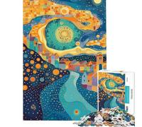 Puzzle da 1000 pezzi "Mattino e Notte" in stile Klimt Puzzle antistress da 1000 pezzi decorazione per la casa regalo per amici e familiari (75x50cm)
