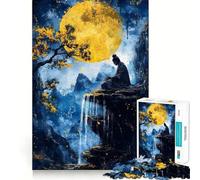 Puzzle da 1000 pezzi "Meditazione Zen sotto la Luna Piena" per adolescenti,gioco di memoria e concentrazione,taglio di qualità professionale,attività rilassante di gruppo al chiuso (50x75cm)
