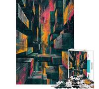 Puzzle da 1000 pezzi "Metropoli al neon" per adulti gioco rompicapo ideale per le vacanze a casa per passare il tempo perfetto per compleanni e Natale (dimensioni 38x52cm)