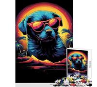 Puzzle da 1000 pezzi - Miami Vice con cane retrò decorazione per la casa giocattoli regali di compleanno gioco educativo allena il tuo cervello e le tue mani dimensioni 38x26cm