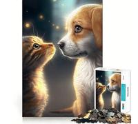 Puzzle da 1000 pezzi "Migliori amici: gatto e cane" con bordi perfetti,gioco intelligente,sfida divertente,gioco lento,regalo di compleanno (38x52cm)
