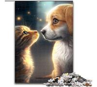 Puzzle da 1000 pezzi "Migliori amici, gatto e cane", in cartone, dimensioni 26x38cm, perfetto per adolescenti, per rafforzare i legami familiari, rompicapo e regalo fai da te per la casa.