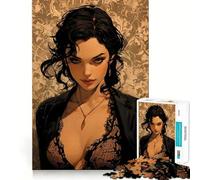 Puzzle da 1000 pezzi "Misteriosa donna in nero" per adulti, gioco di logica, rilassante e divertente, con tagli perfetti, regalo elegante (38x52cm)