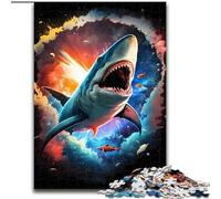 Puzzle da 1000 pezzi "Mito dello squalo" in legno, livello principiante, ideale come regalo di compleanno e per le feste, 50x75cm, attività per adulti e famiglie, regalo fai da te per la casa