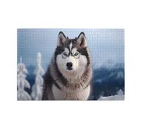 Puzzle da 1000 pezzi Mjhkxlj Siberian Husky Puzzle in legno di qualità per adulti e bambini, puzzle divertenti, puzzle antistress