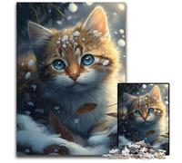 Puzzle da 1000 pezzi MKitten in The Snow Puzzle per adulti Relax & Challenge, arte decorativa colorata per la casa, amici 50x75CM/19,68x29,52 pollici