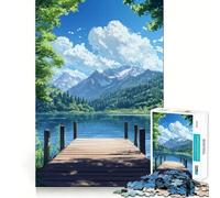 Puzzle da 1000 pezzi Molo in legno sul lago - Gioco di logica e divertimento - Design a incastro perfetto riunioni di famiglia (50x75cm)