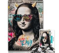 Puzzle da 1000 pezzi "Monna Lisa con occhiali da sole" per adulti e ragazzi, giocattoli, giochi educativi antistress, adatti per la decorazione della scrivania (50x75cm)