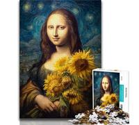 Puzzle da 1000 pezzi "Monna Lisa Girasole" per adolescenti e adulti, antistress, sfida difficile, adatto per la decorazione della scrivania (38x26cm)