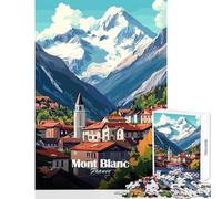 Puzzle da 1000 pezzi Mont Blanc Mountain Village Giocattoli antistress Regalo di compleanno Gioco pratico con pezzi completamente interconnessi di forma casuale Dimensioni 50x75cm