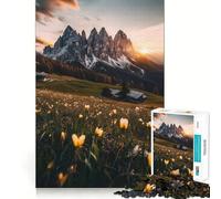 Puzzle da 1000 pezzi "Montagna al tramonto, prato" per adulti, regalo, per migliorare la memoria, per il tempo libero, con dettagli nitidi, decorazione murale (50x75cm)
