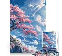 Puzzle da 1000 pezzi "Montagna in fiore di ciliegio" per ragazzi, ideale per stimolare la creatività, il relax e creare un'atmosfera magica Perfetto per le feste (38x52cm)