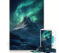 Puzzle da 1000 pezzi "Montagna innevata sotto l'aurora boreale" per adulti e ragazzi, gioco di abilità, rilassante e divertente, con bordi precisi, ideale come regalo per le festività (50x75cm)