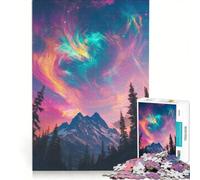 Puzzle da 1000 pezzi "Montagna magica e cielo" gioco rompicapo attività per tutta la famiglia con poster e foglio di curiosità abbinati 50x75cm