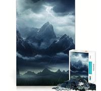 Puzzle da 1000 pezzi "Montagna piovosa e tuono" per adolescenti, gioco di logica mentale, silenzioso, tranquillo, taglio preciso, articolo dei desideri di Babbo Natale (38x52cm)