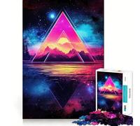 Puzzle da 1000 pezzi "Montagne al tramonto al neon" per adulti, gioco di puzzle per allenare la mente, attività di gruppo, assemblaggio artistico, regalo elegante (50x75cm)